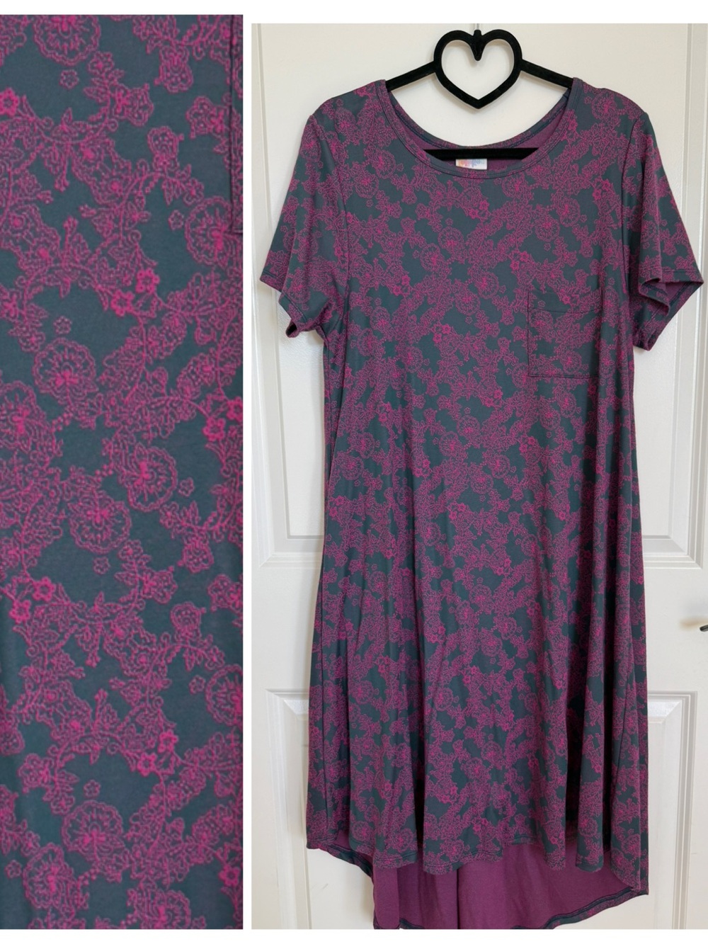 LuLaRoe Carly- Women’s Short-Sleeve A-Line Dress in Plum Floral